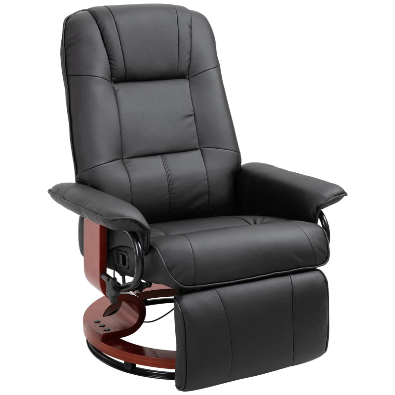 Reclining Swivel Chair, with Footrest - Black
