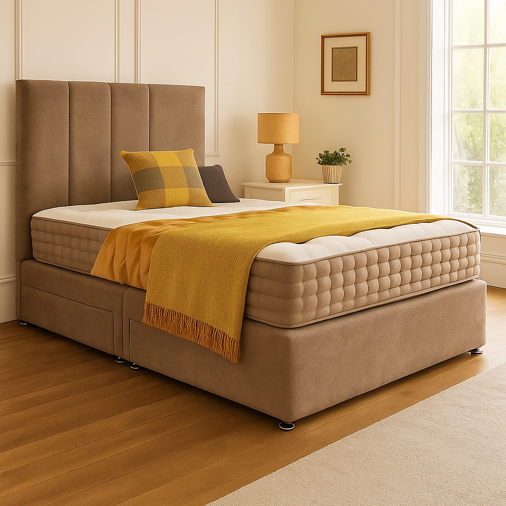Classic Plain Divan Headboard Divan Set - Choice of Mattress & Optional Storage