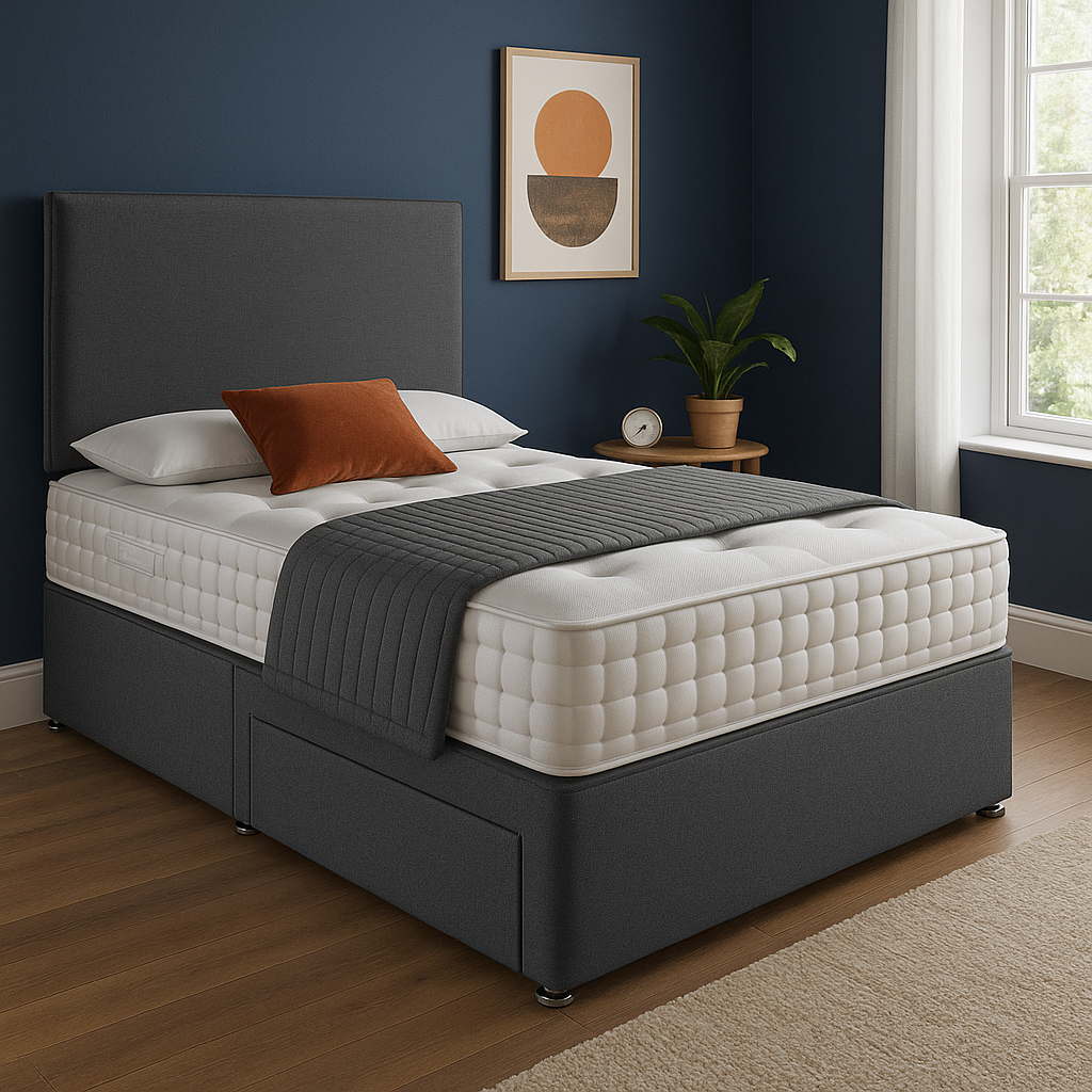 Seoul Headboard Divan Set - Choice of Mattress & Optional Storage