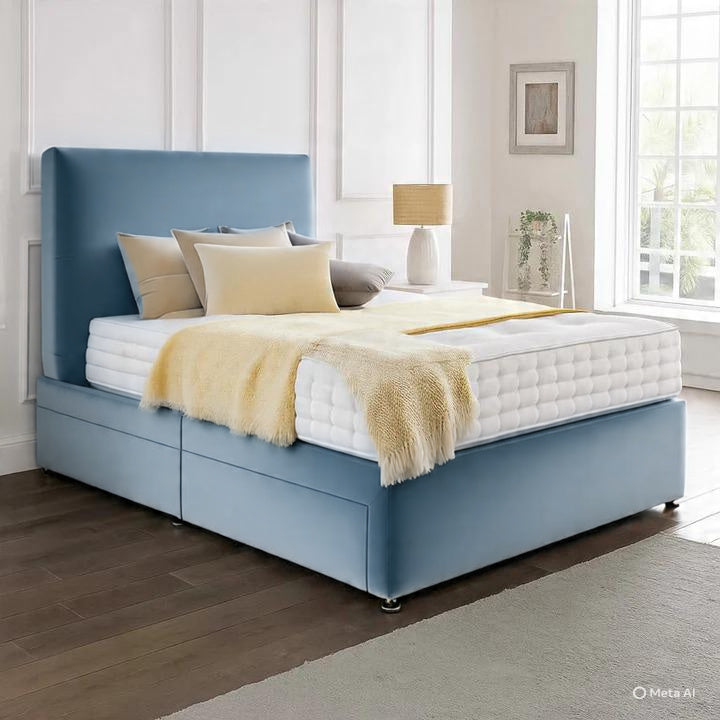 Classic Plain Divan Headboard Divan Set - Choice of Mattress & Optional Storage