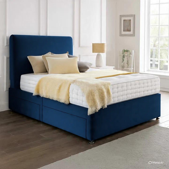 Classic Plain Divan Headboard Divan Set - Choice of Mattress & Optional Storage