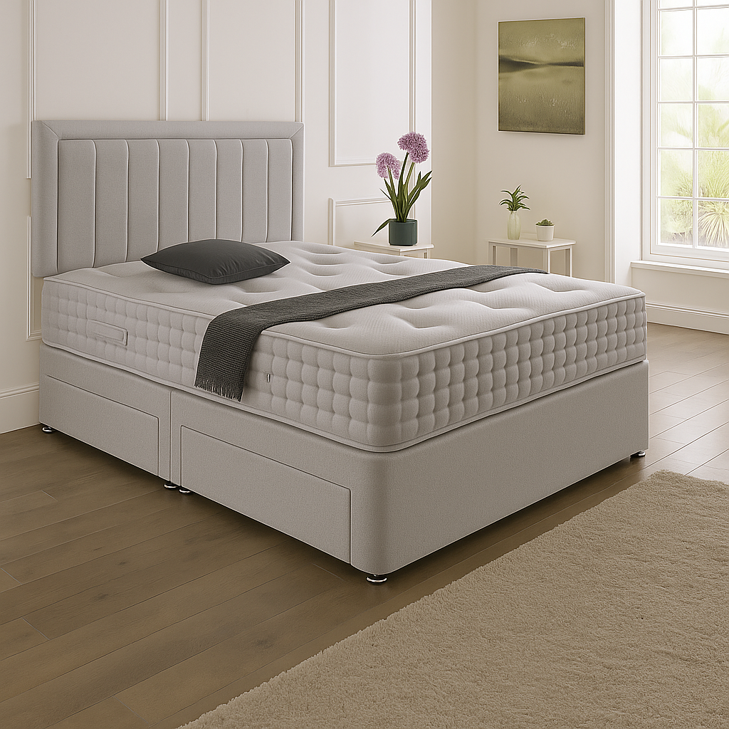 Cairo Headboard Divan Set – Choice of Mattress & Optional Storage