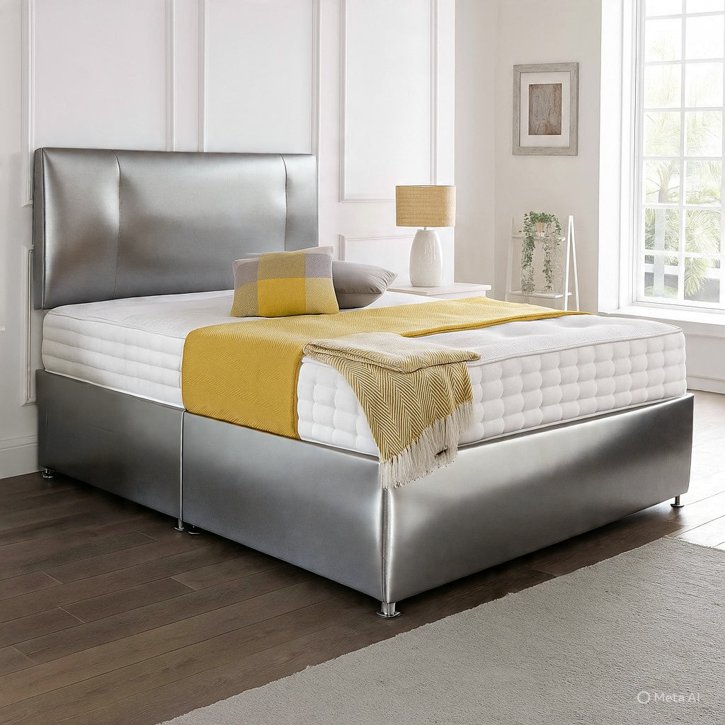Classic Plain Divan Headboard Divan Set - Choice of Mattress & Optional Storage