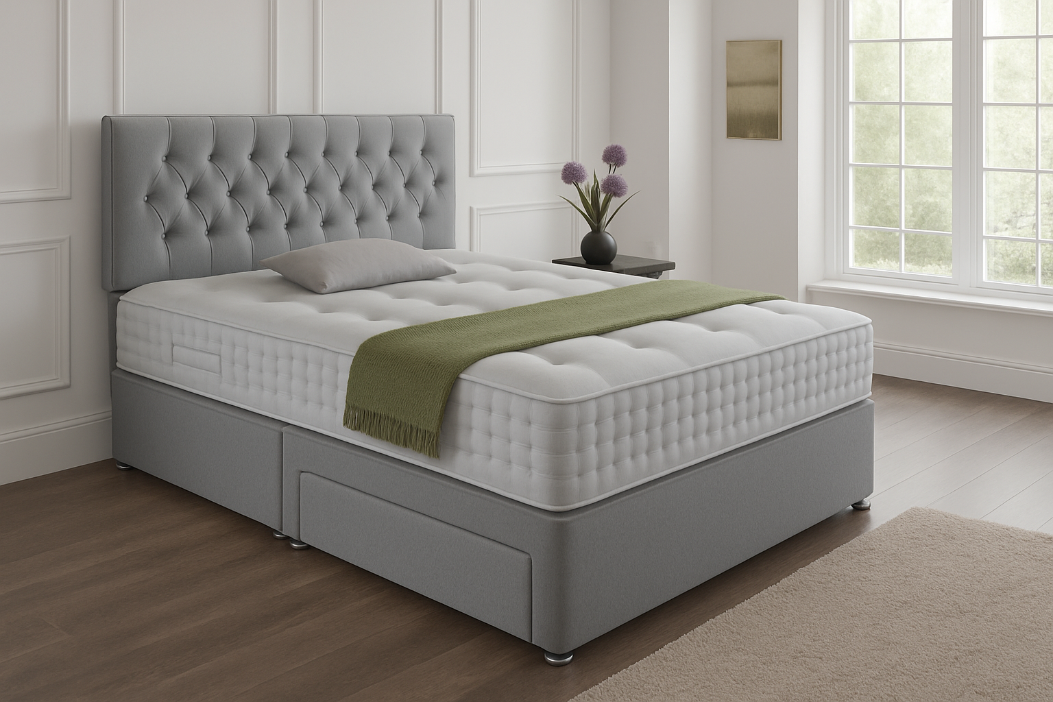 Lisbon Headboard Divan Set - Choice of Mattress & Optional Storage