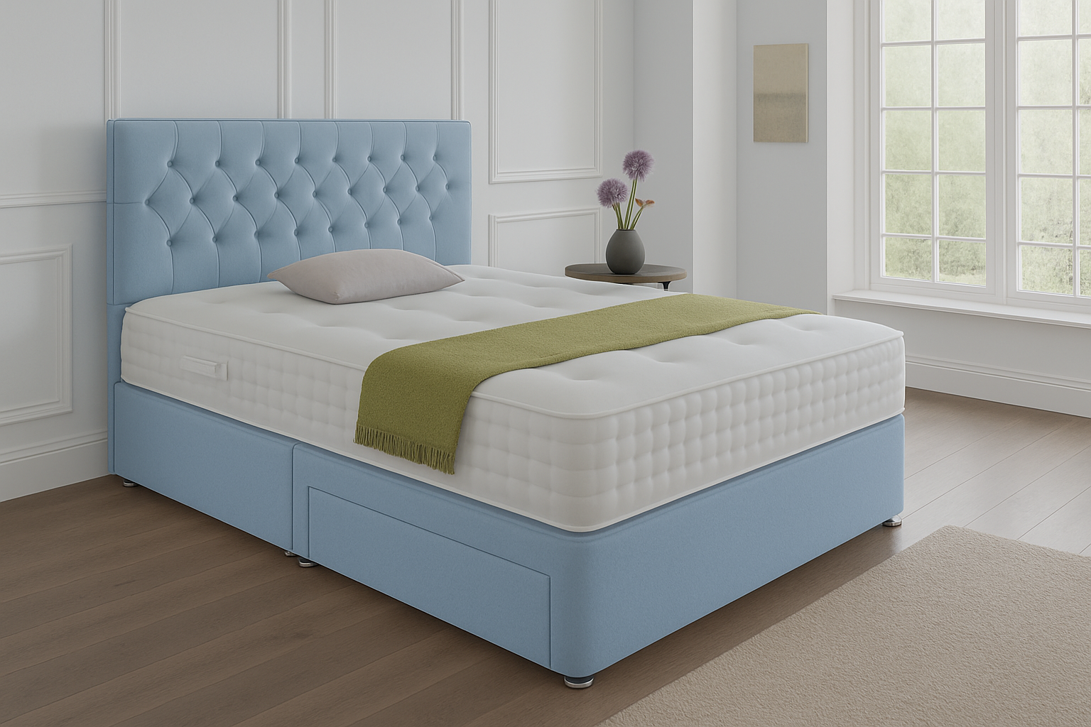Lisbon Headboard Divan Set - Choice of Mattress & Optional Storage