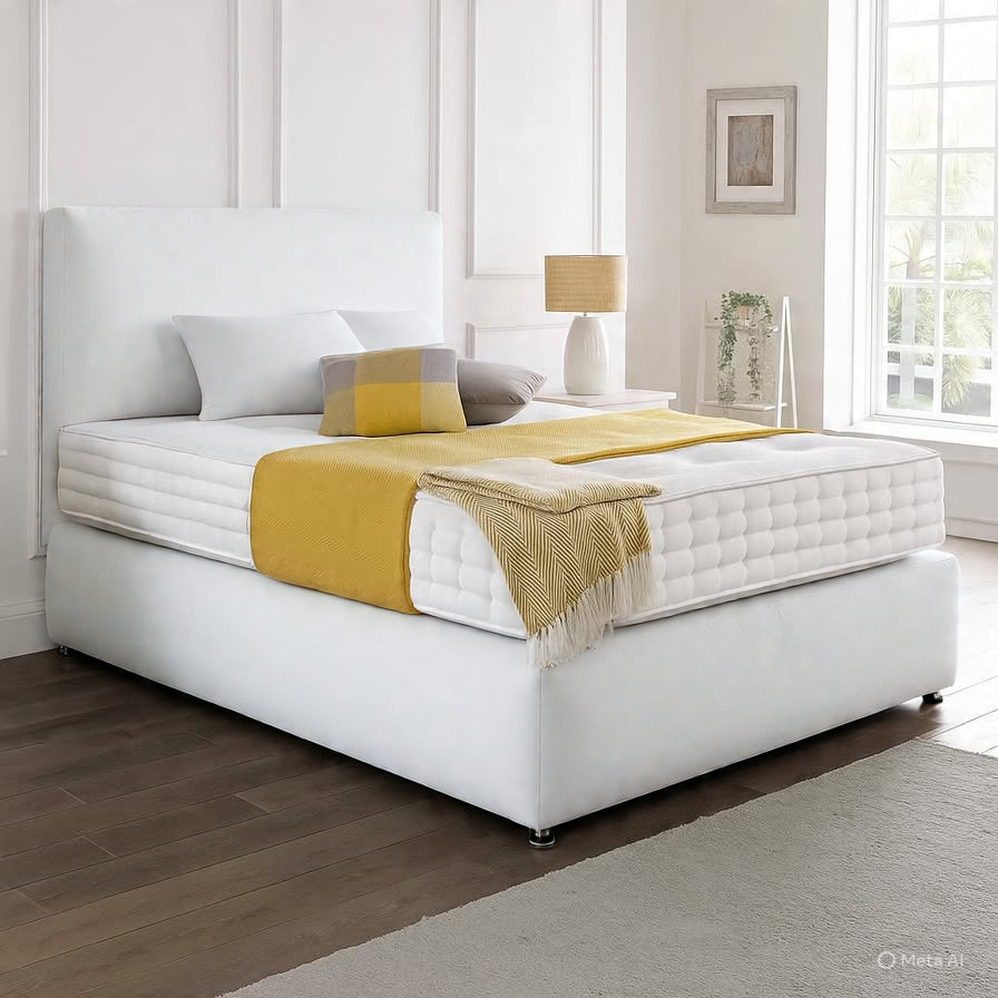 Classic Plain Divan Headboard Divan Set - Choice of Mattress & Optional Storage
