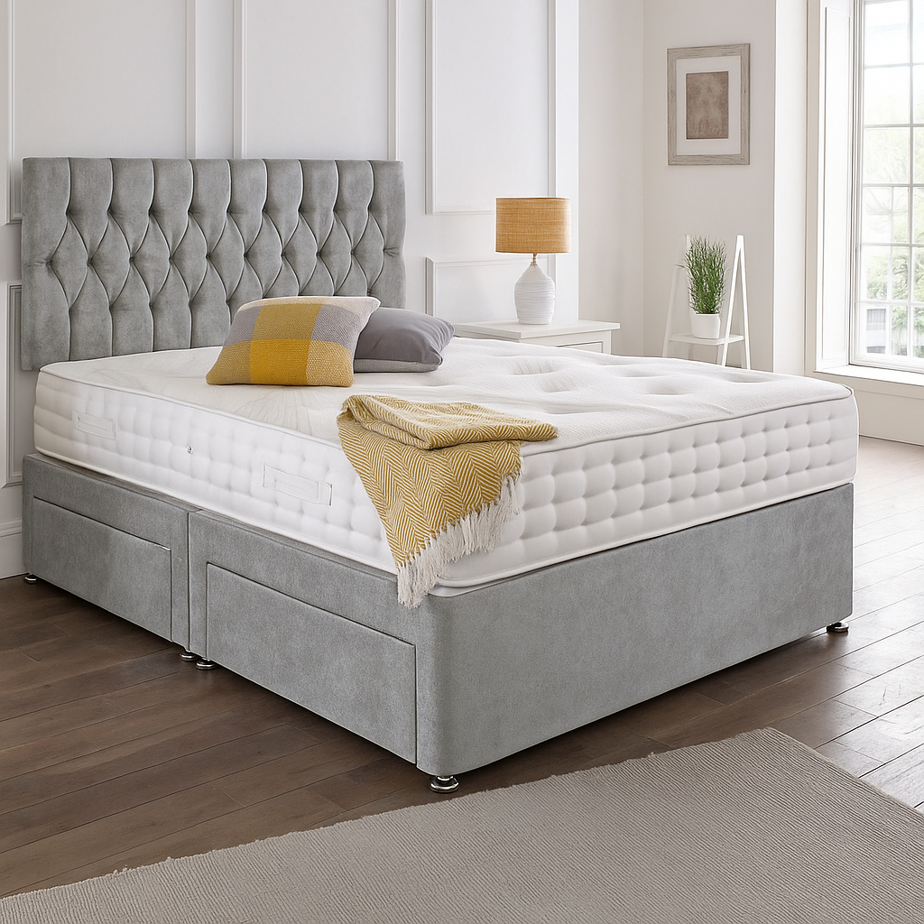Beirut Headboard Divan Set - Choice of Mattress & Optional Storage