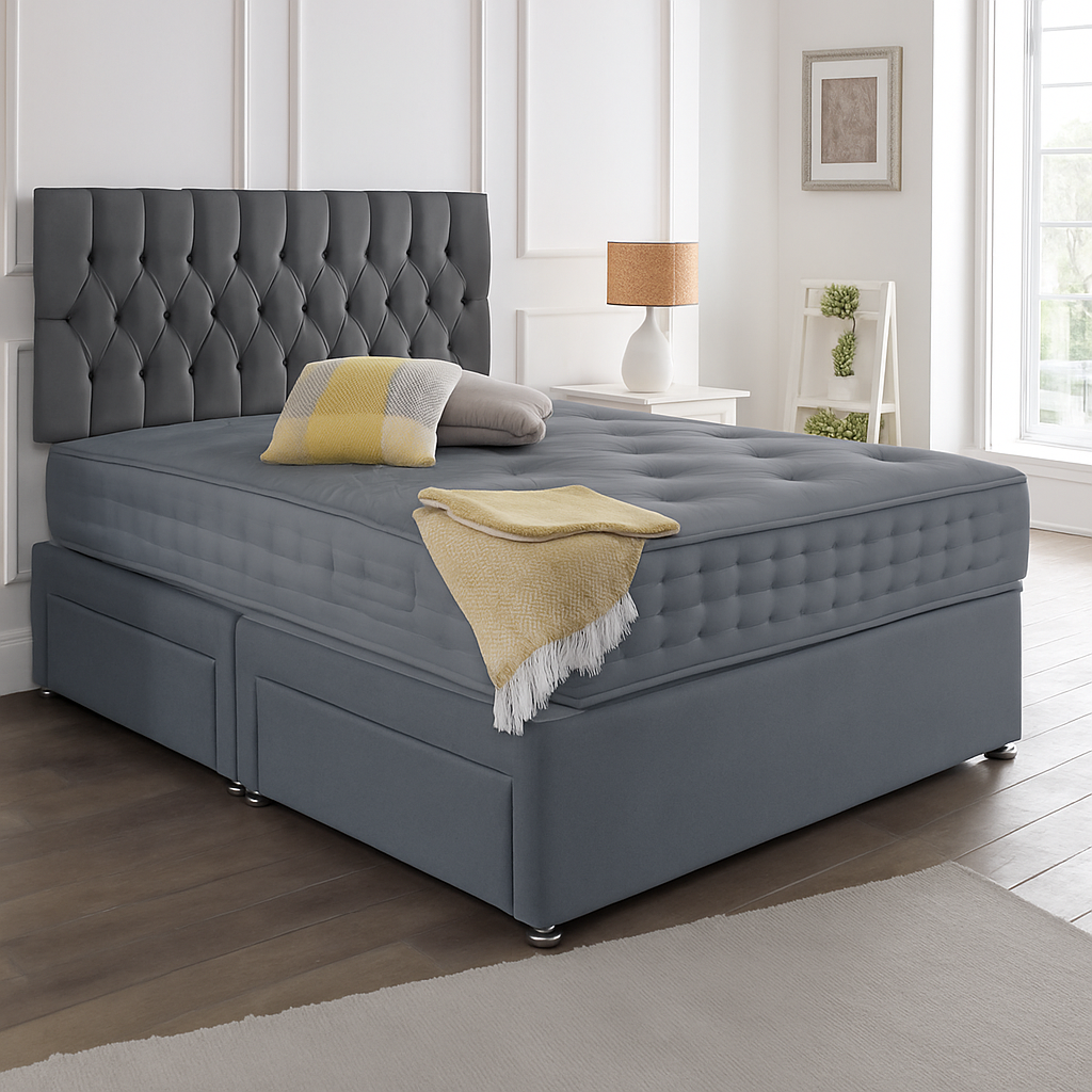 Beirut Headboard Divan Set - Choice of Mattress & Optional Storage