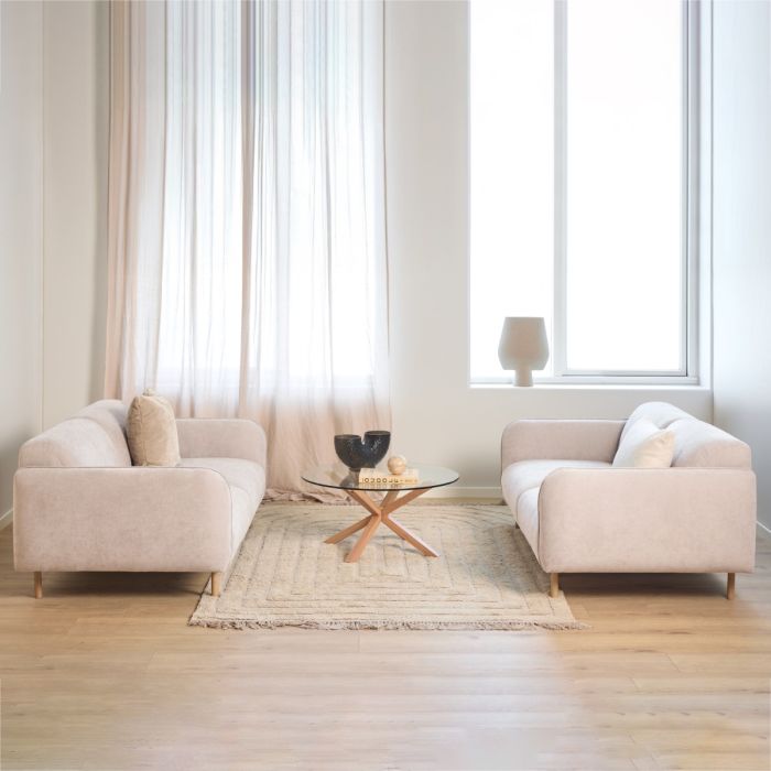 Westham Set of 2 x 2.5 Seater Sofas in Fay Beige Fabric