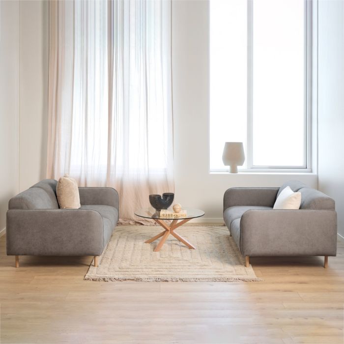 Westham Set of 2 x 2.5 Seater Sofas in Fay Dusty Brown Fabric