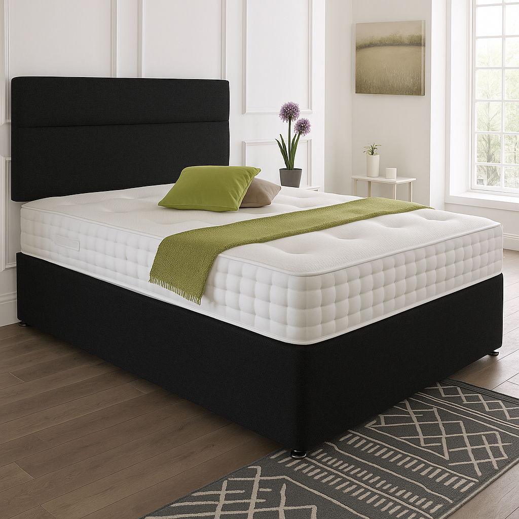 Dublin Headboard Divan Set - Choice of Mattress & Optional Storage