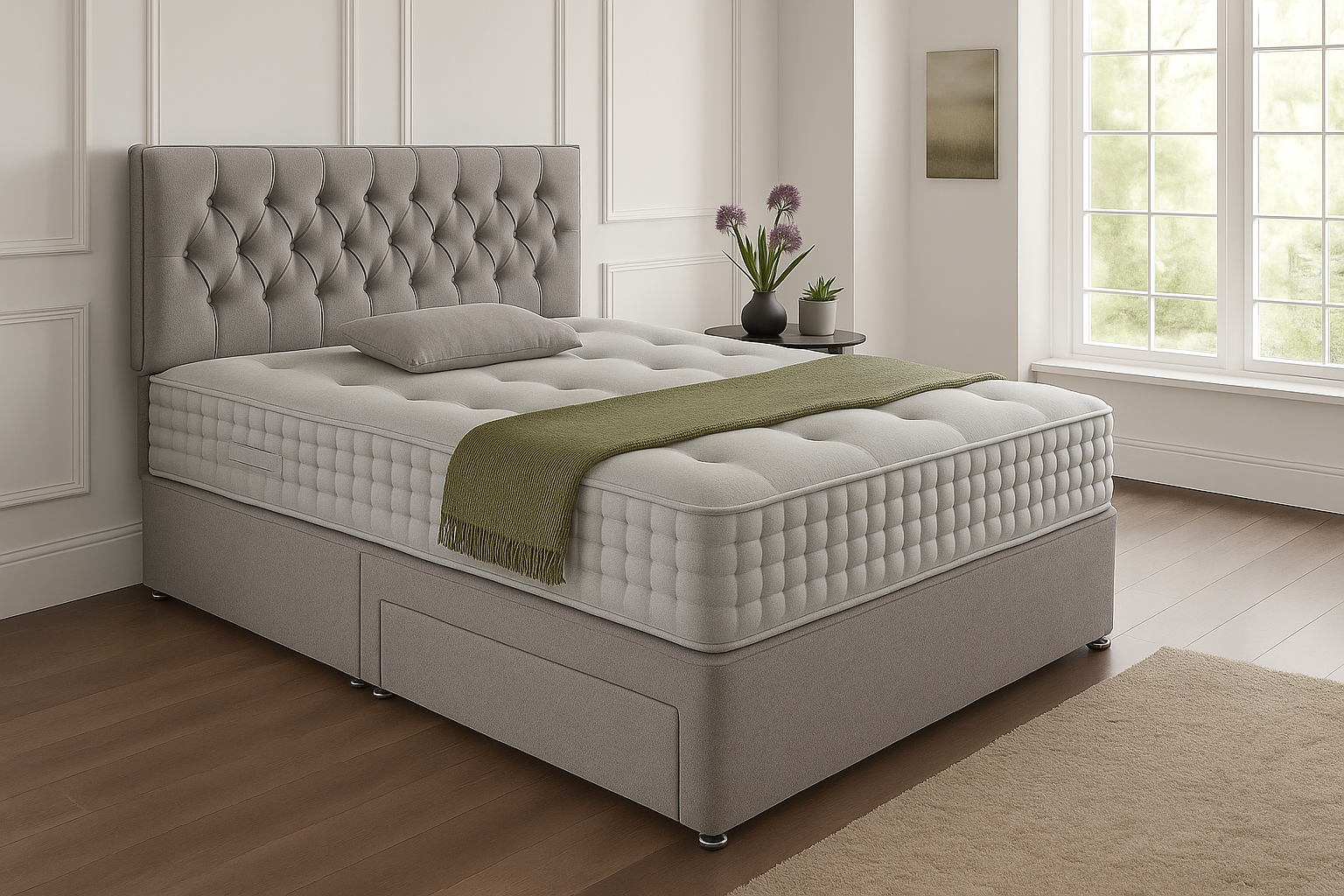 Lisbon Headboard Divan Set - Choice of Mattress & Optional Storage