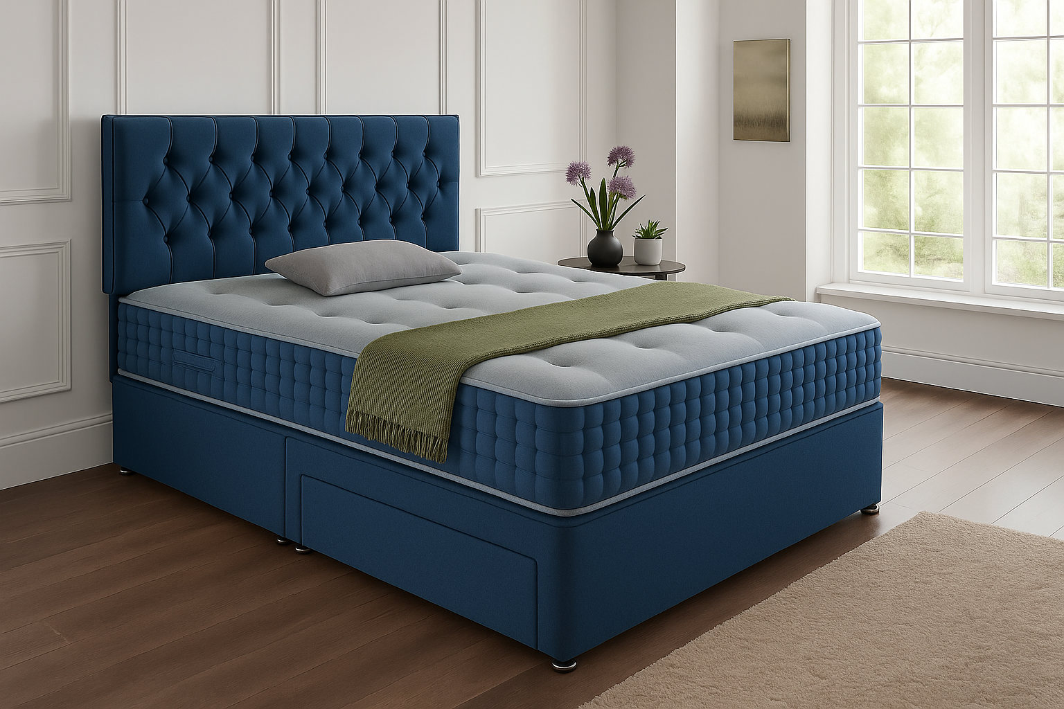 Lisbon Headboard Divan Set - Choice of Mattress & Optional Storage