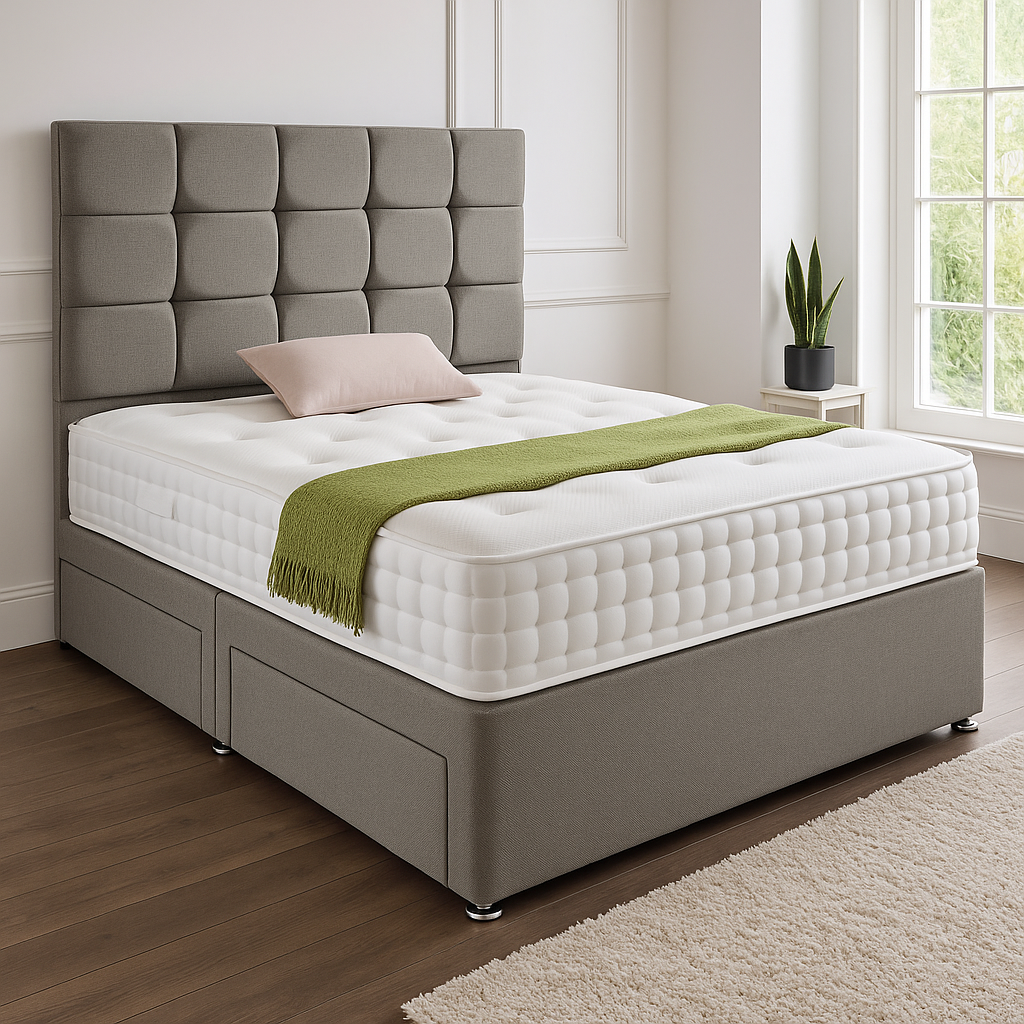 Rio Headboard Divan Set - Choice of Mattress & Optional Storage