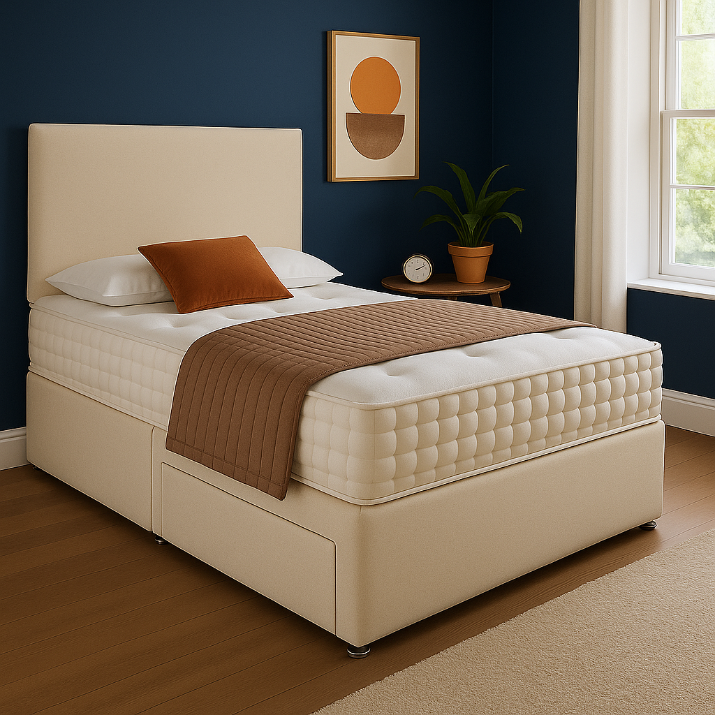 Seoul Headboard Divan Set - Choice of Mattress & Optional Storage