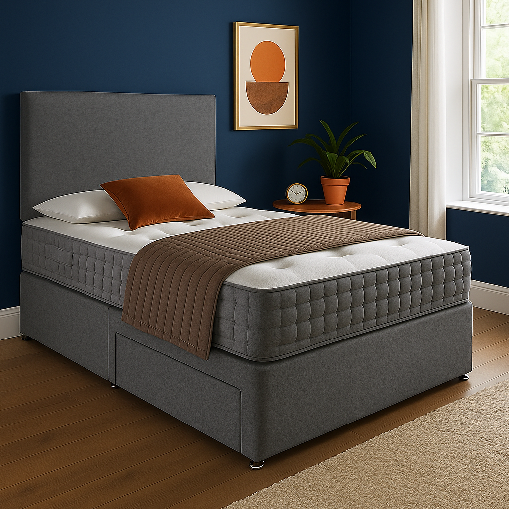Seoul Headboard Divan Set - Choice of Mattress & Optional Storage