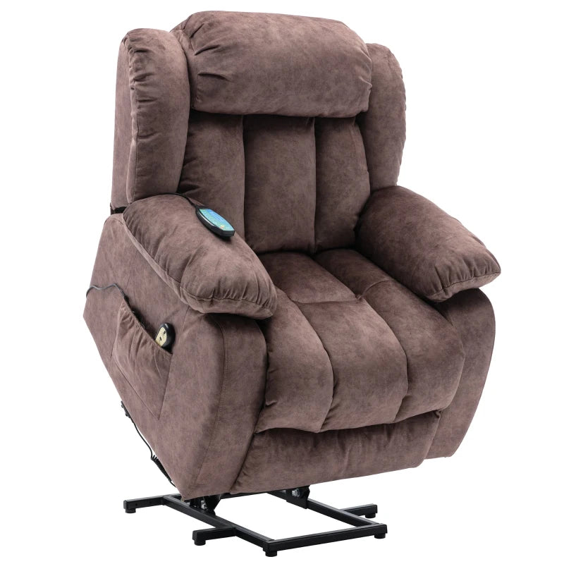 Power Lift Recliner Massage Chair with Heat & Vibration, Heavy Duty Safety Motion for Elderly, Easy Assembly, 96x95x100 cm, Brown