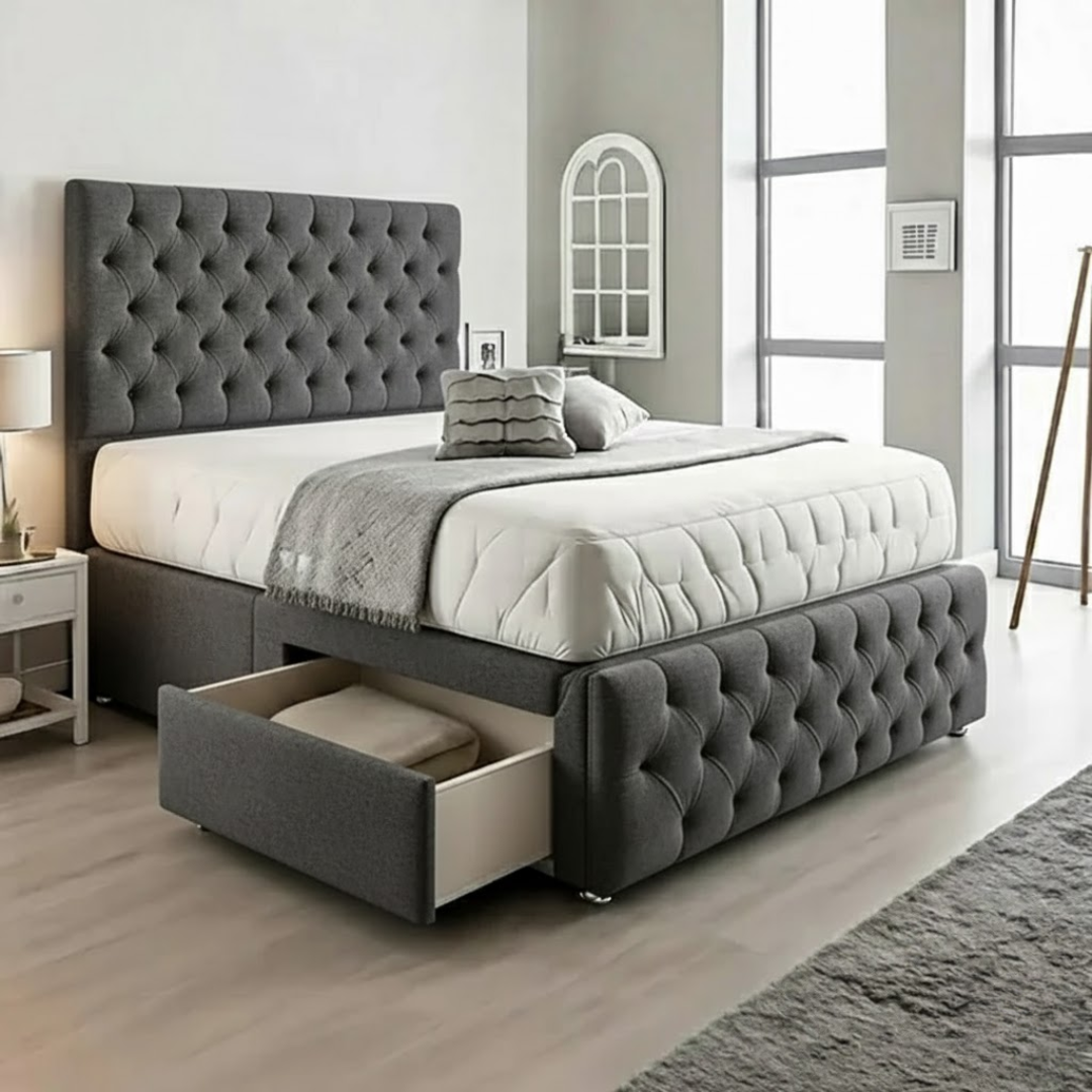 Chesterfield Matching Headboard & Footboard Divan Set - Choice of Mattress & Optional Storage