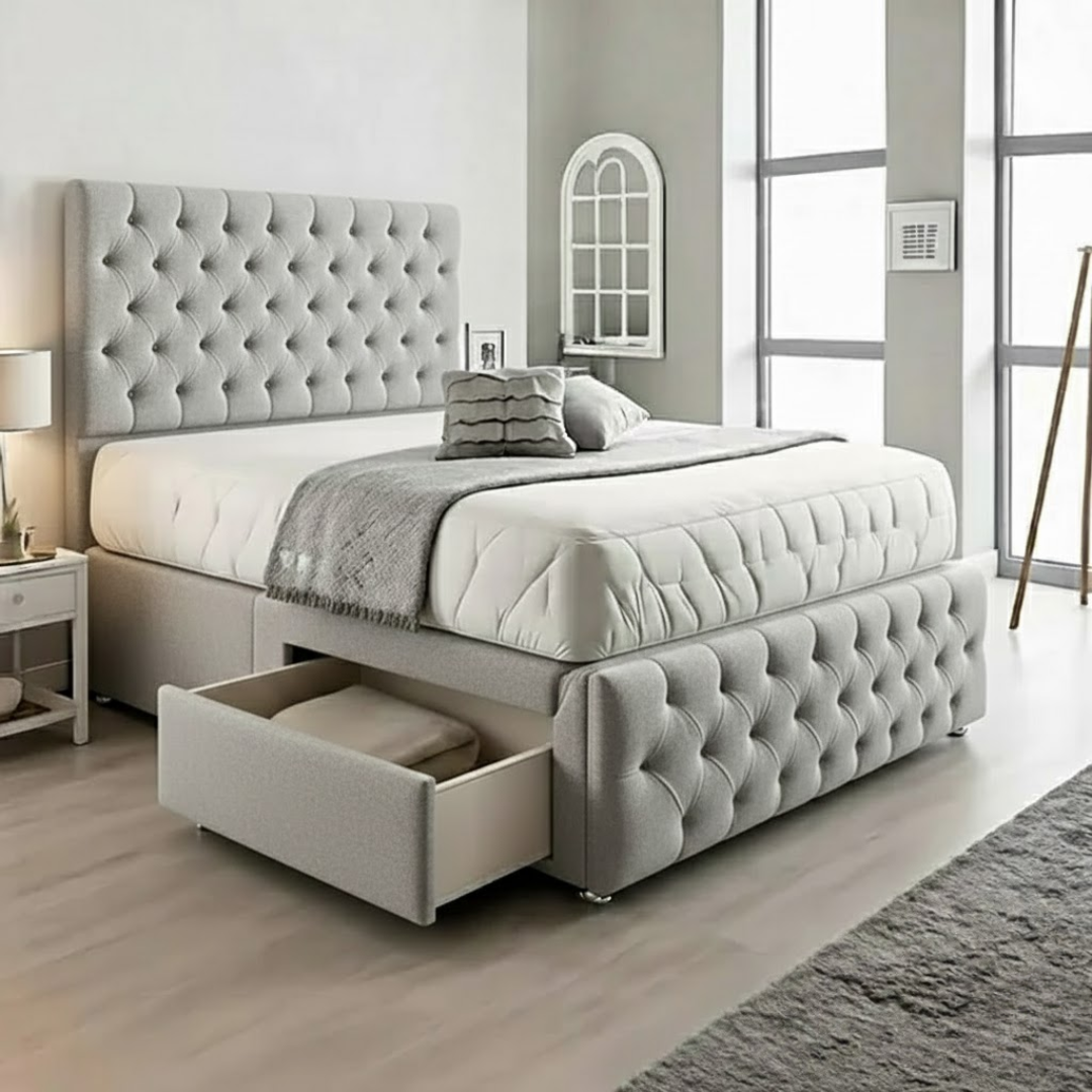 Chesterfield Matching Headboard & Footboard Divan Set - Choice of Mattress & Optional Storage