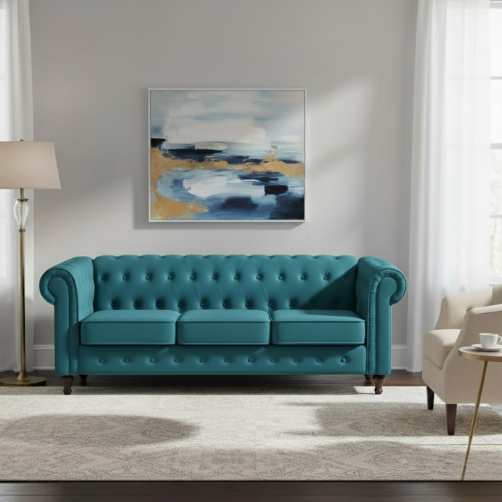 VF Velvet 3 Seat Chesterfield Sofa