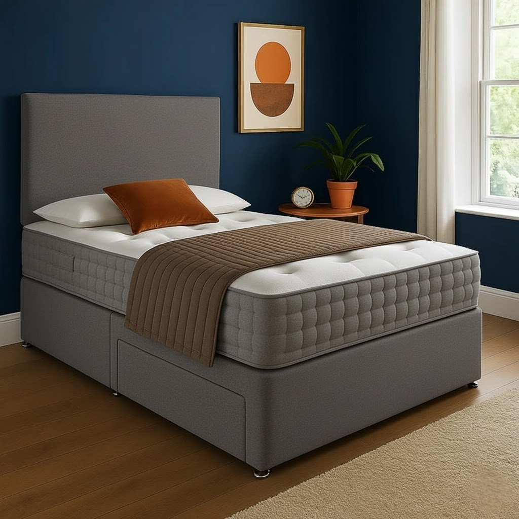 Seoul Headboard Divan Set - Choice of Mattress & Optional Storage