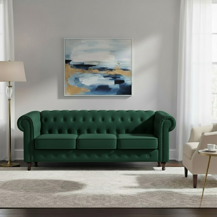 VF Velvet 3 Seat Chesterfield Sofa