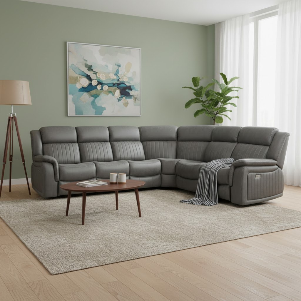 Grey Stanley Corner Sofa | Available in Manual and Power Options