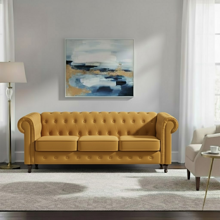 VF Velvet 3 Seat Chesterfield Sofa