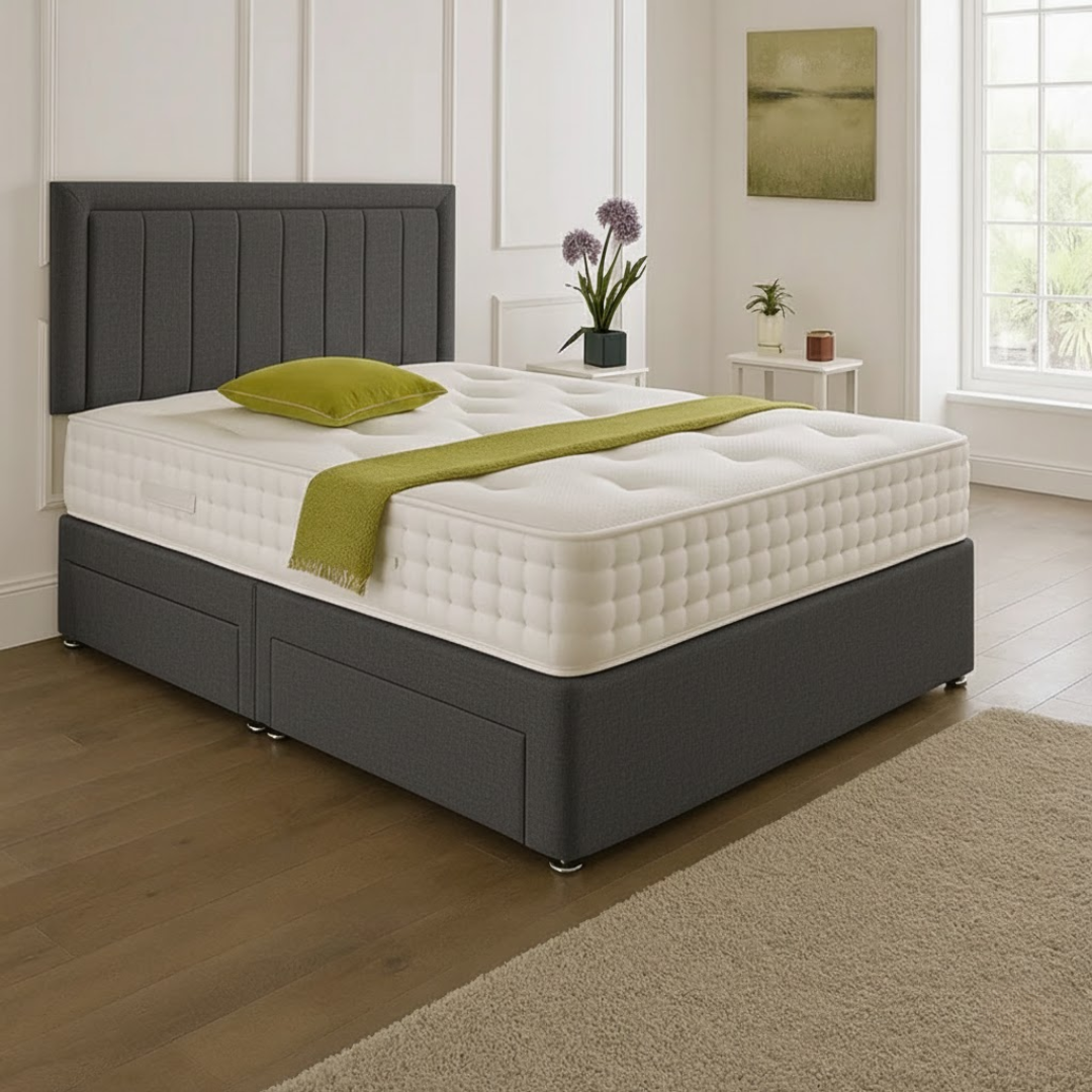 Cairo Headboard Divan Set – Choice of Mattress & Optional Storage