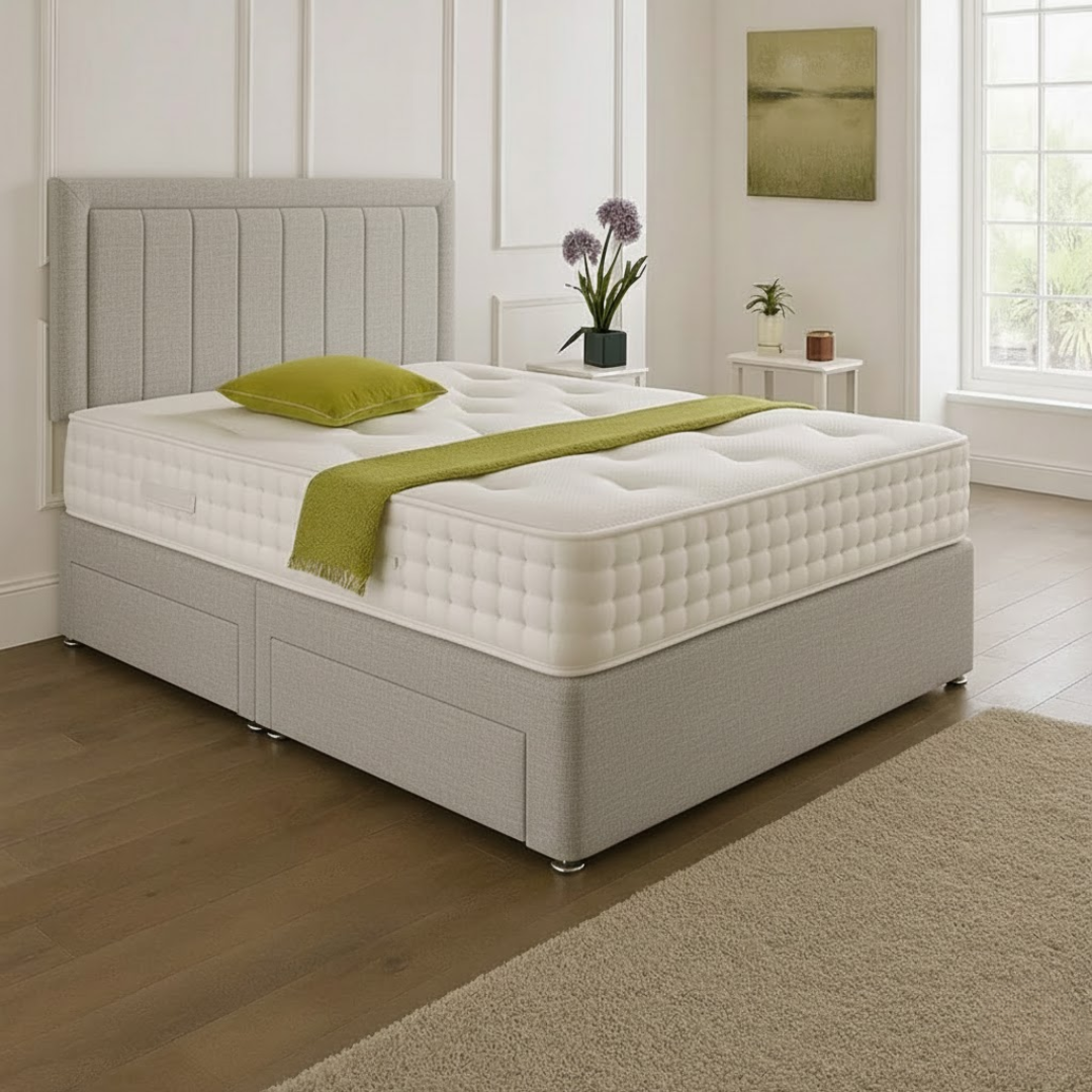 Cairo Headboard Divan Set – Choice of Mattress & Optional Storage