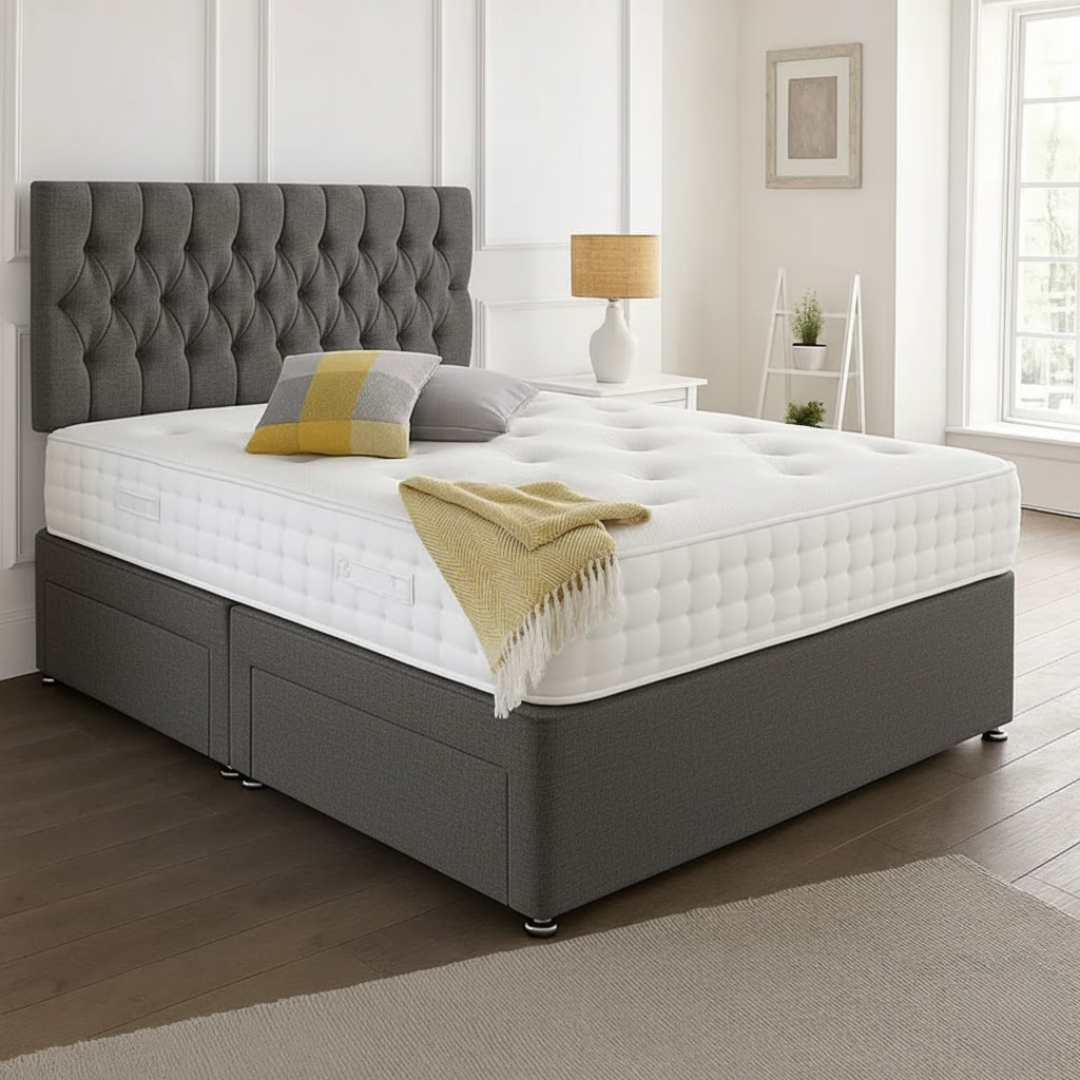 Beirut Headboard Divan Set - Choice of Mattress & Optional Storage
