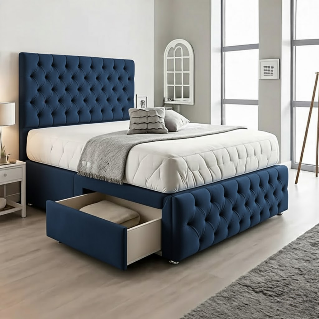 Chesterfield Matching Headboard & Footboard Divan Set - Choice of Mattress & Optional Storage