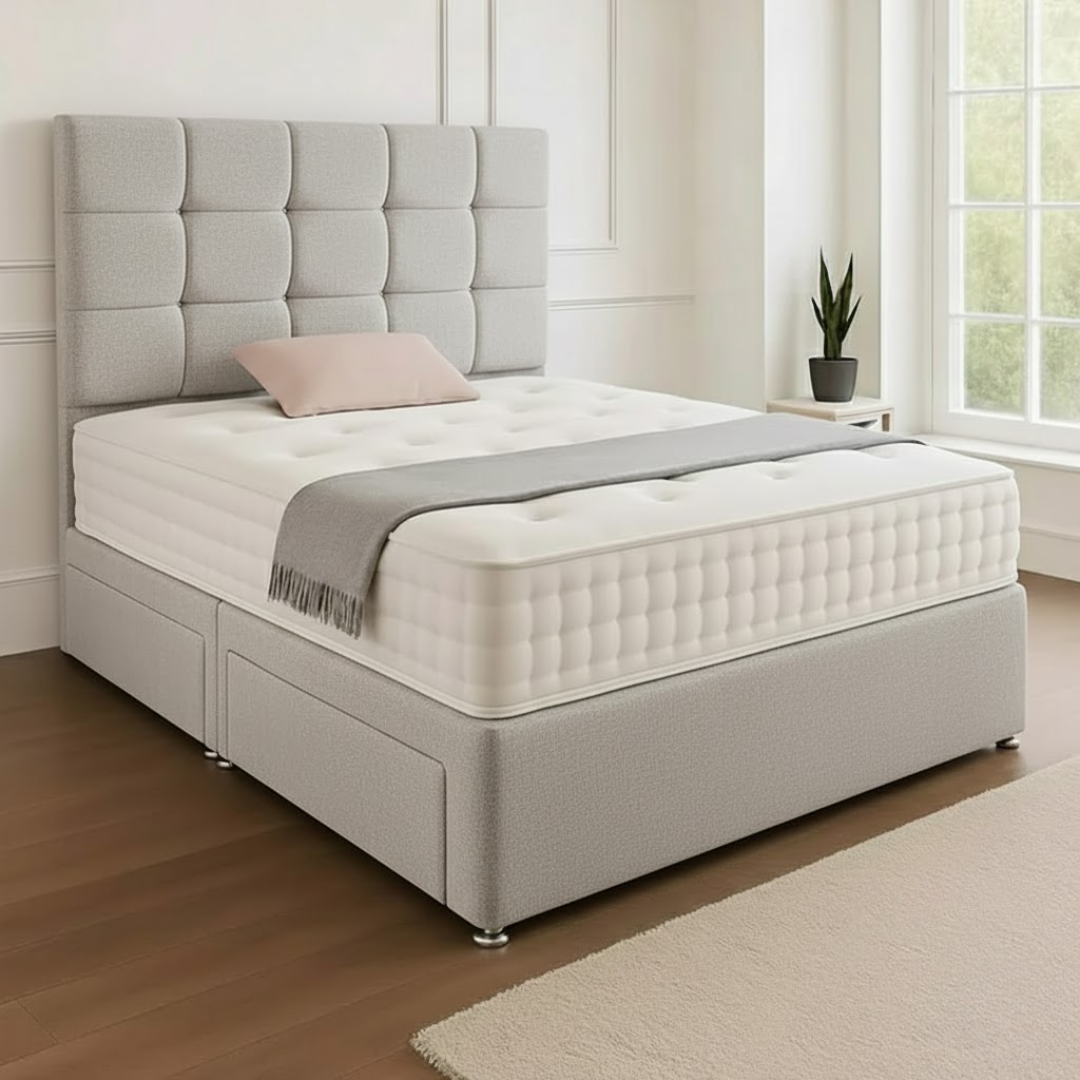 Rio Headboard Divan Set - Choice of Mattress & Optional Storage