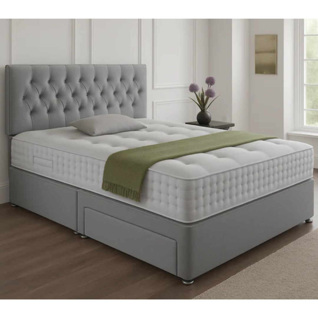 Lisbon Headboard Divan Set - Choice of Mattress & Optional Storage