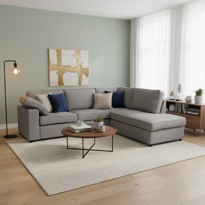 Alton Fabric Corner Sofa Silver