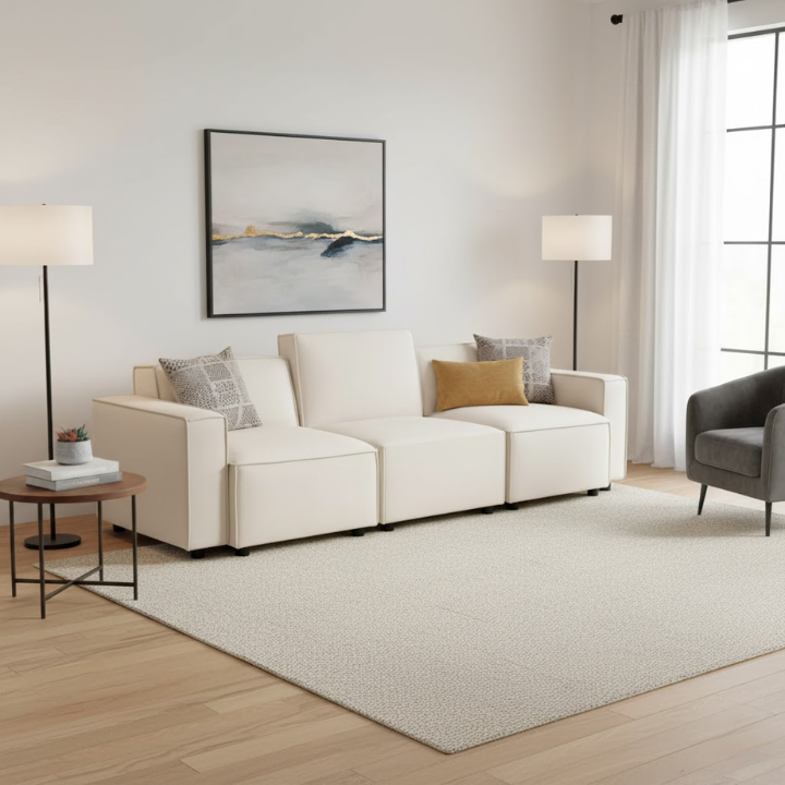 Toulouse Cream Fabric Sofa