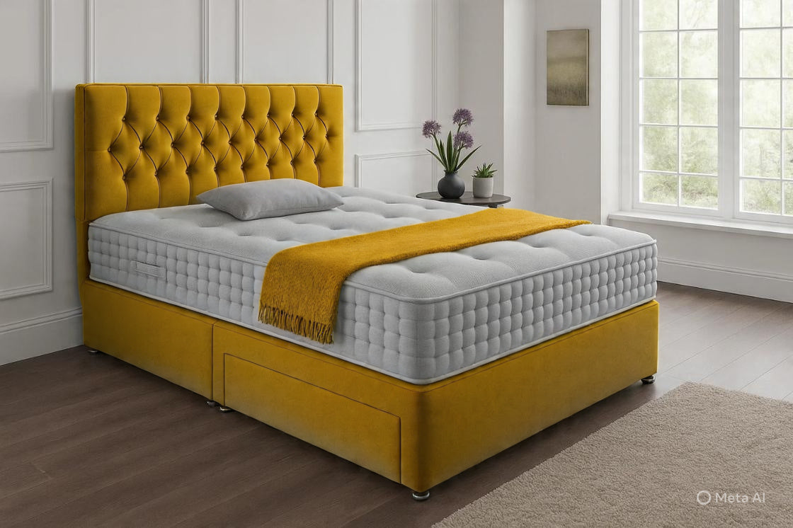 Lisbon Headboard Divan Set - Choice of Mattress & Optional Storage