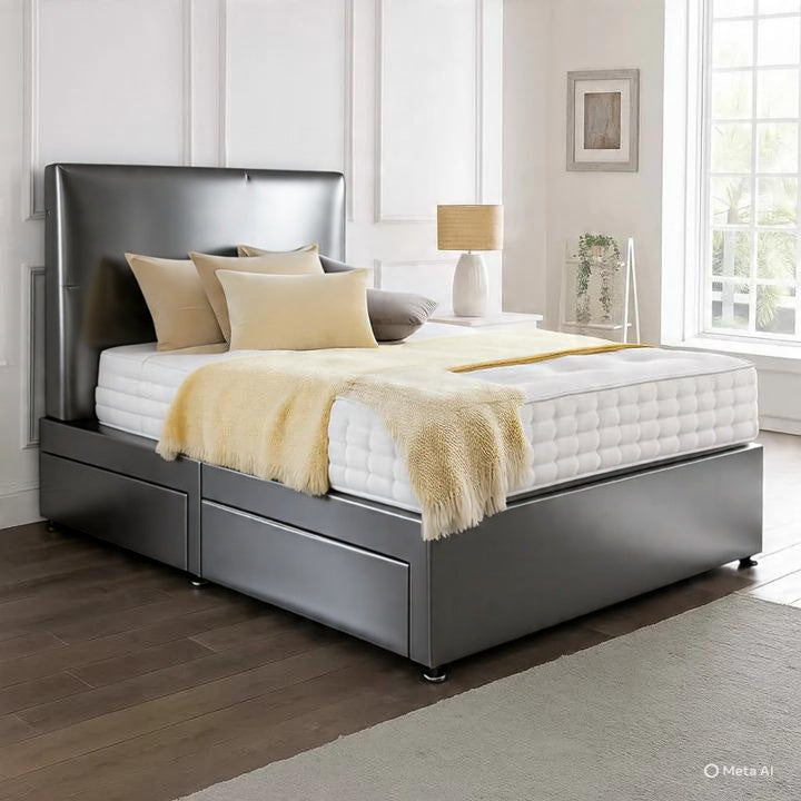 Classic Plain Divan Headboard Divan Set - Choice of Mattress & Optional Storage