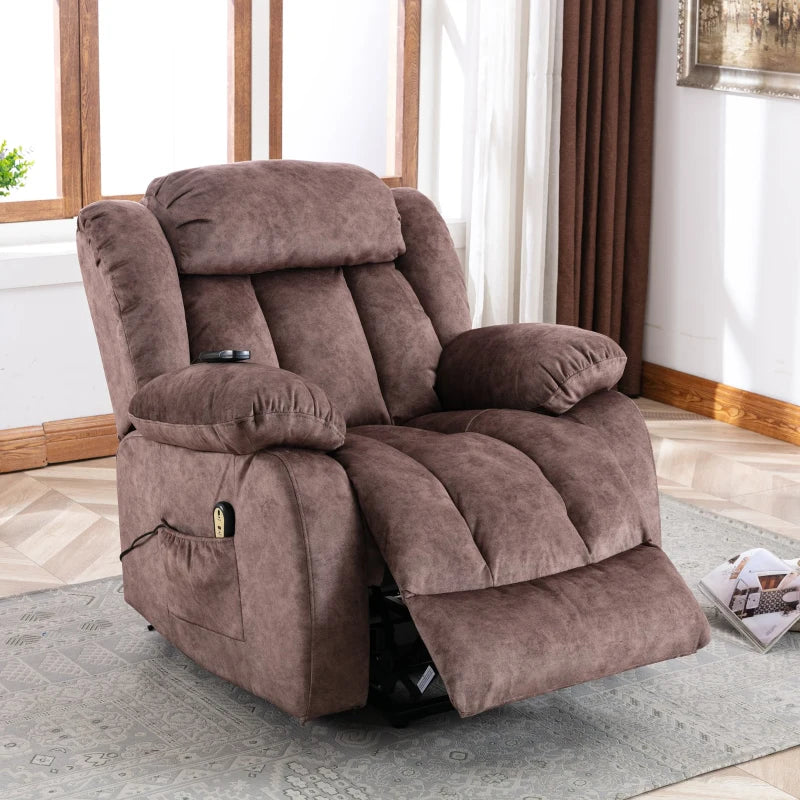 Power Lift Recliner Massage Chair with Heat & Vibration, Heavy Duty Safety Motion for Elderly, Easy Assembly, 96x95x100 cm, Brown