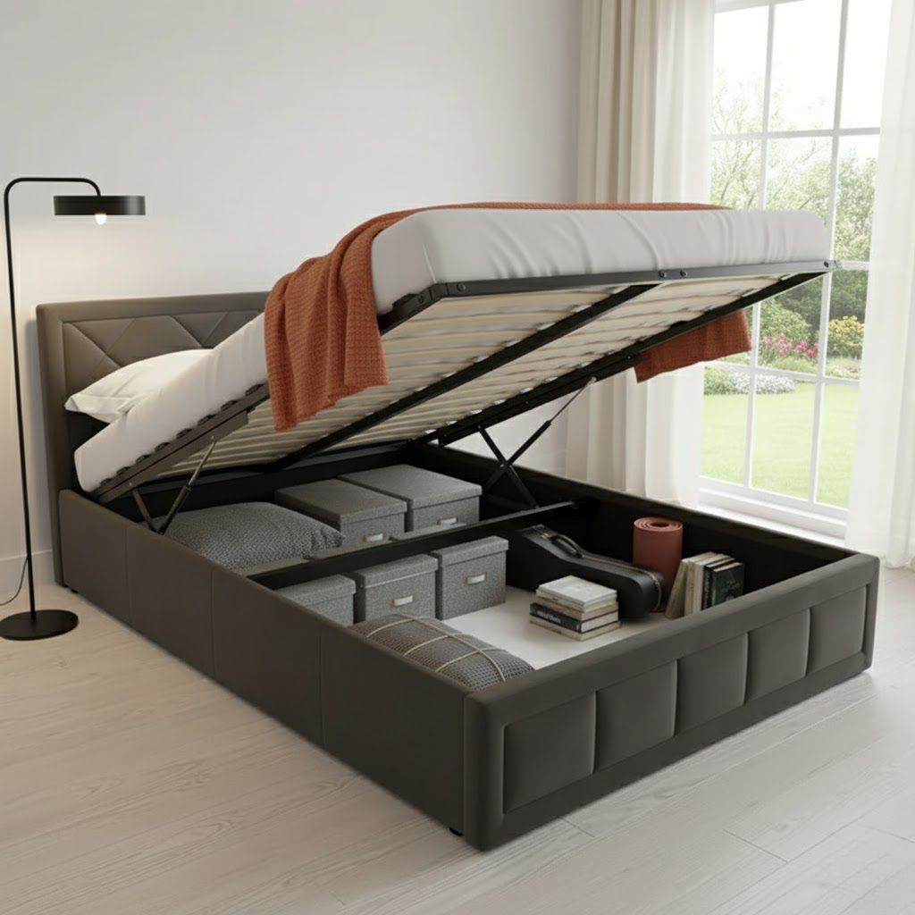 Gia Ottoman Storage Bed - Optional Mattress