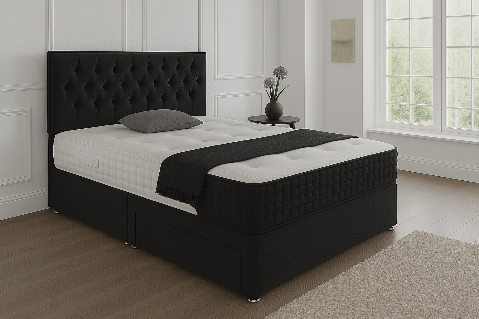 Lisbon Headboard Divan Set - Choice of Mattress & Optional Storage