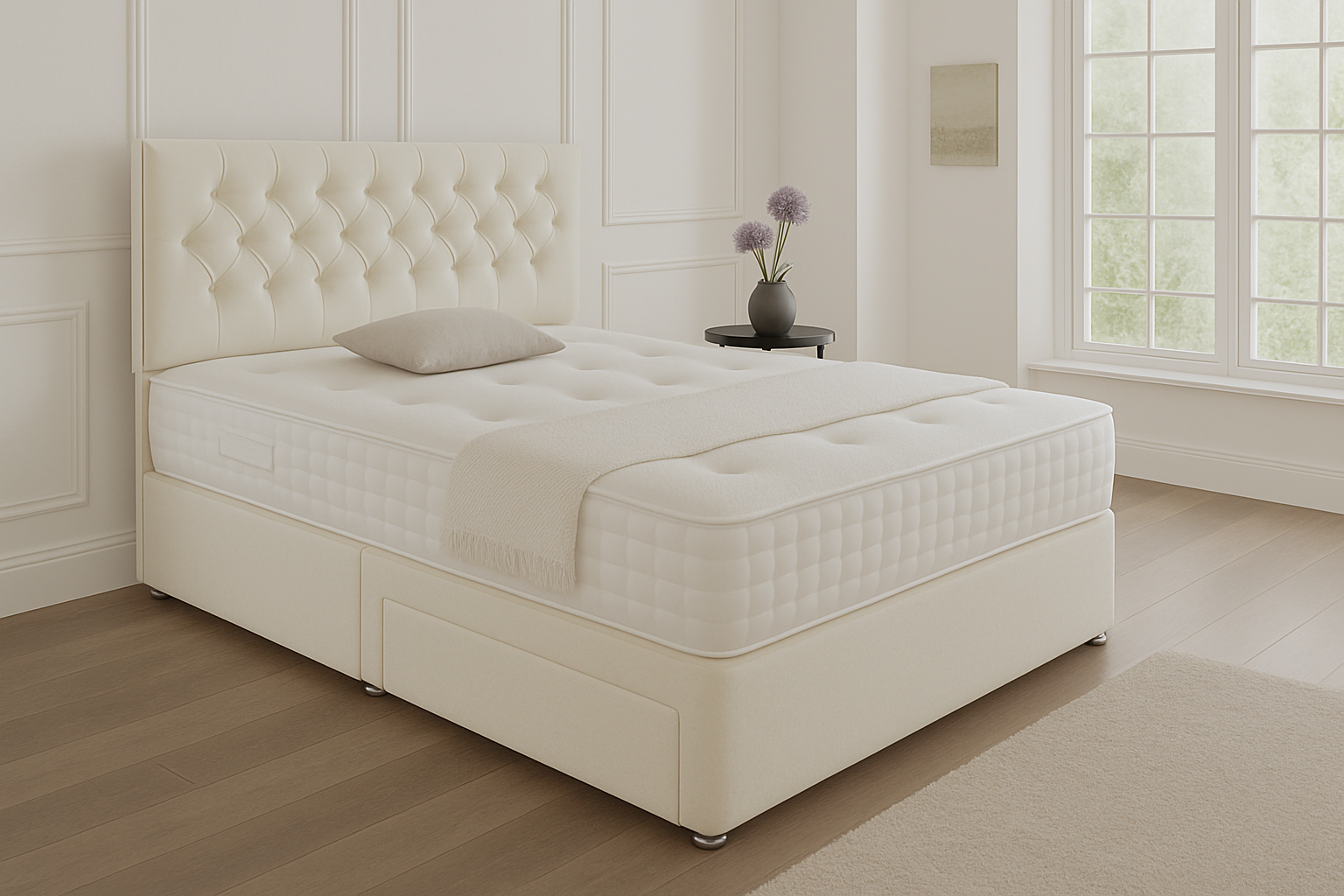Lisbon Headboard Divan Set - Choice of Mattress & Optional Storage