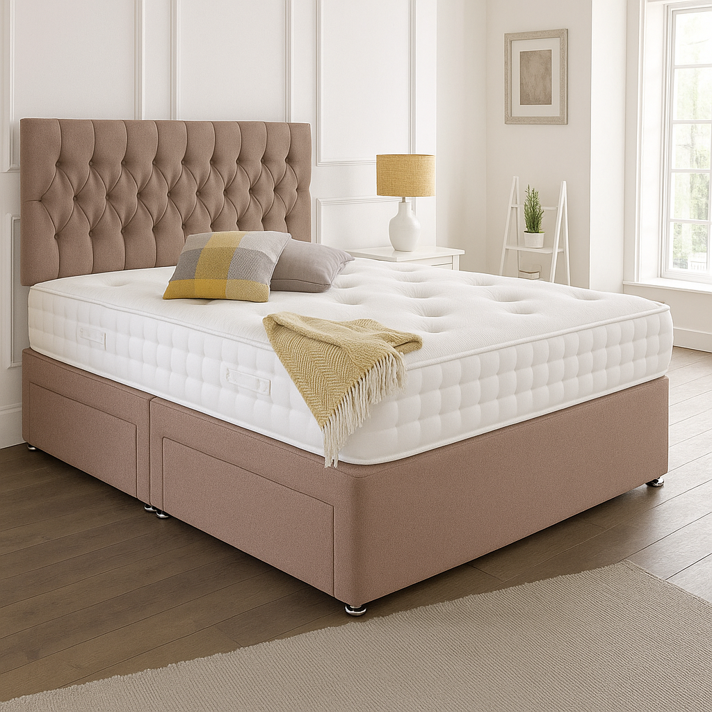 Beirut Headboard Divan Set - Choice of Mattress & Optional Storage