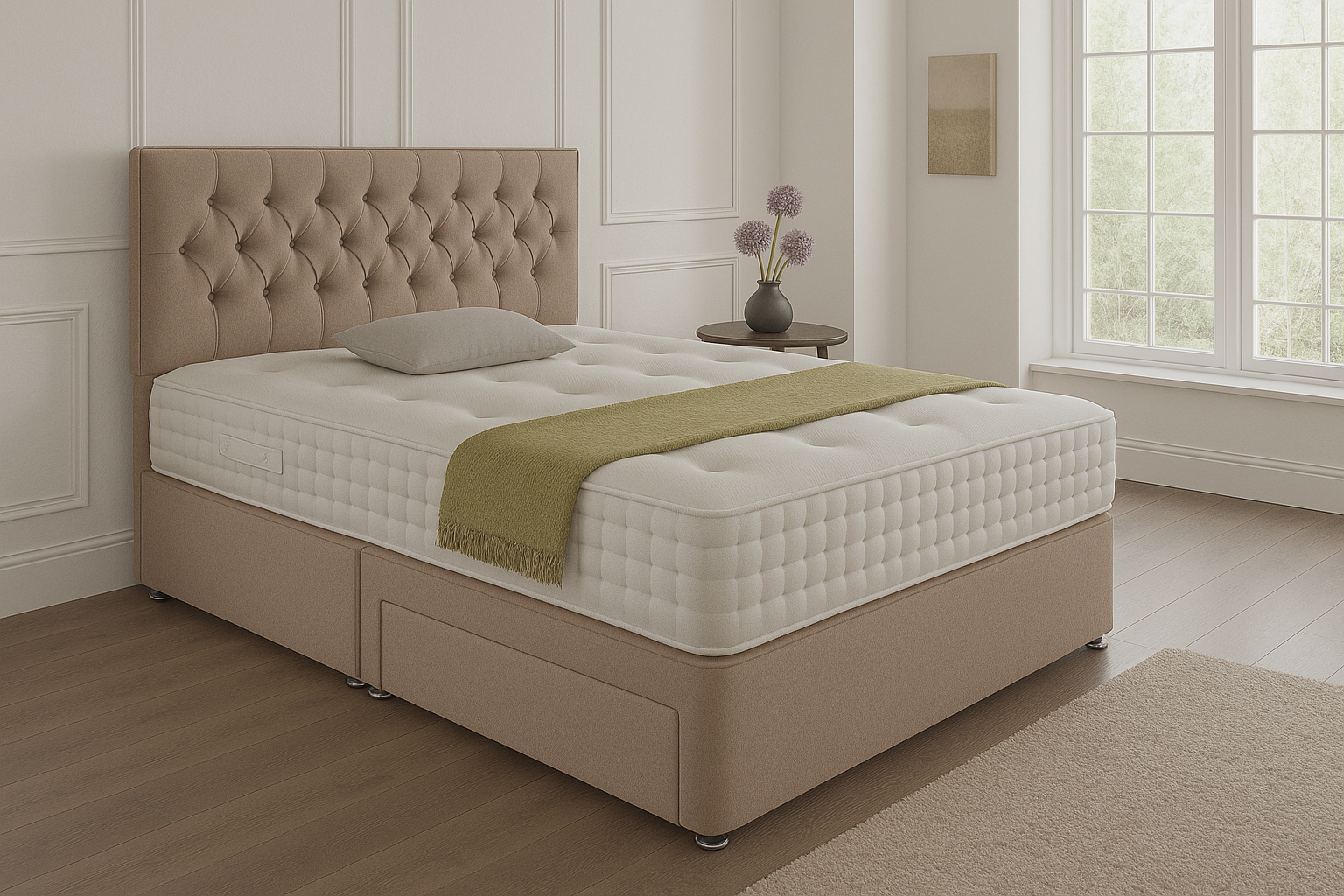 Lisbon Headboard Divan Set - Choice of Mattress & Optional Storage